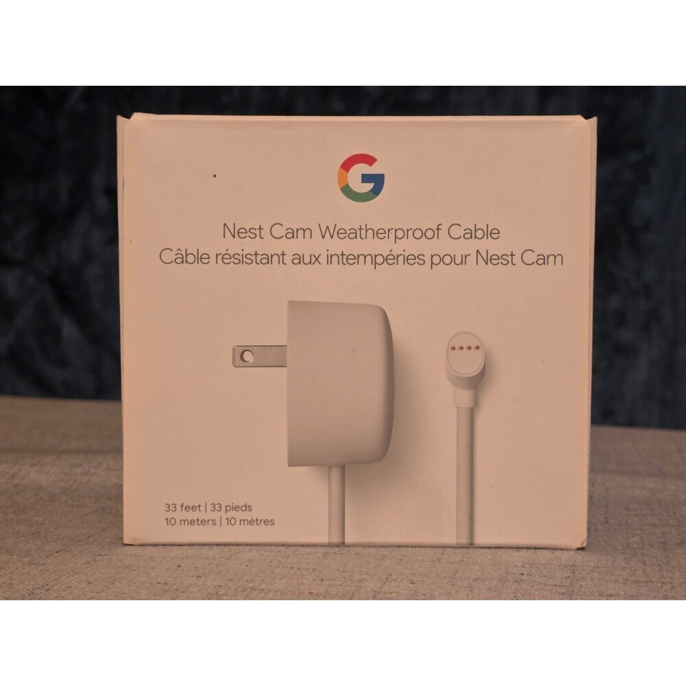 NIB Google 33 ft Weatherproof Cable for Nest Cam - White (GA02278-US) Not Used